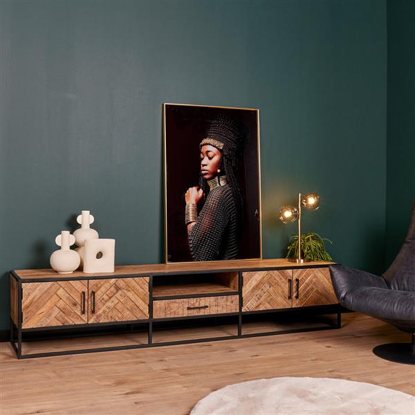 Grote foto tv meubel arlington 240x45x50 cm visgraat patroon huis en inrichting eettafels