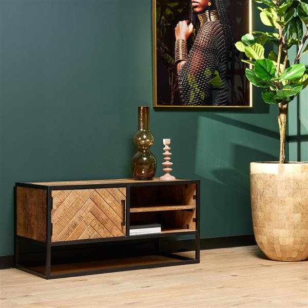 Grote foto tv meubel arlington 100x45x50 cm visgraat patroon huis en inrichting eettafels