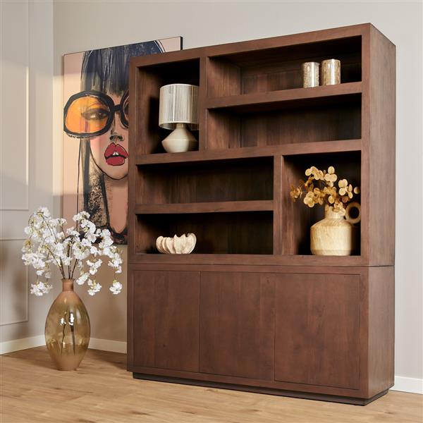 Grote foto vakkenkast brussel xl walnut 160 cm huis en inrichting eettafels