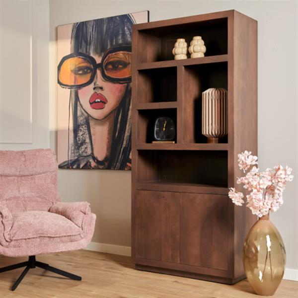 Grote foto vakkenkast brussel walnut 90 cm huis en inrichting eettafels