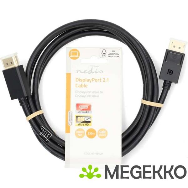 Grote foto displayport kabel displayport male displayport male 8k 60hz verguld 2.00 m rond pvc computers en software overige computers en software