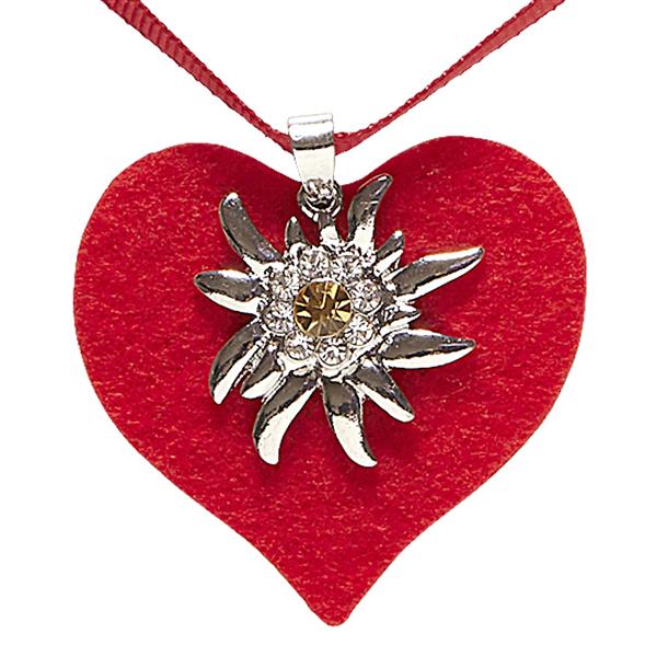 Grote foto ketting met rood hart en edelweiss verzamelen overige verzamelingen