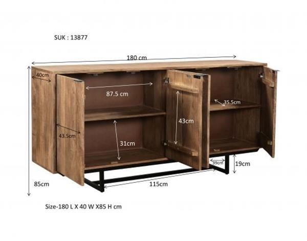 Grote foto dressoir valdez 4drs 180 cm showroommodel huis en inrichting eettafels