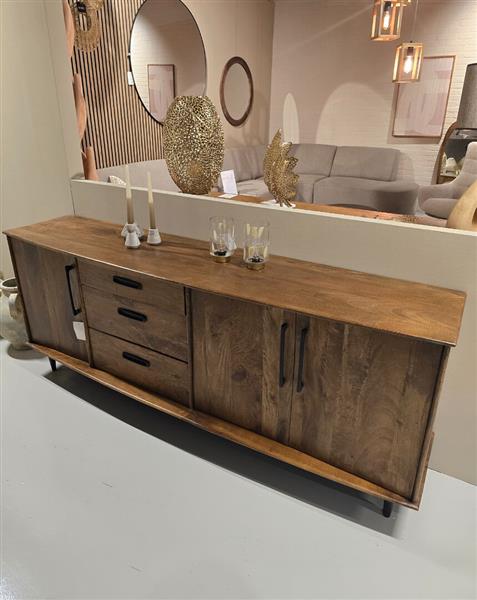 Grote foto dressoir elias 200x45x80 cm mangohout showroommodel huis en inrichting eettafels