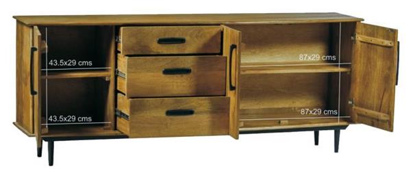 Grote foto dressoir elias 200x45x80 cm mangohout showroommodel huis en inrichting eettafels