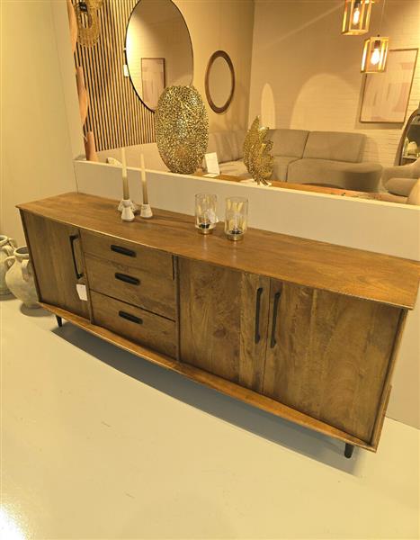 Grote foto dressoir elias 200x45x80 cm mangohout showroommodel huis en inrichting eettafels