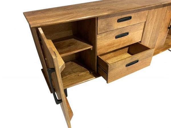Grote foto dressoir elias 200x45x80 cm mangohout showroommodel huis en inrichting eettafels