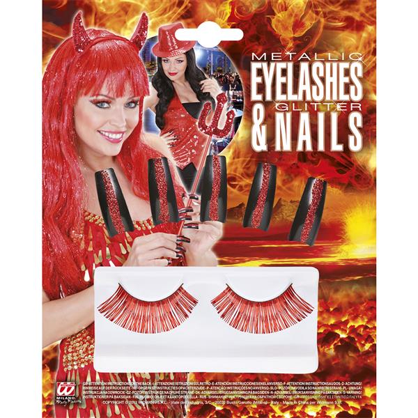 Grote foto set oogwimpers rood met 10 glitternagels verzamelen overige verzamelingen