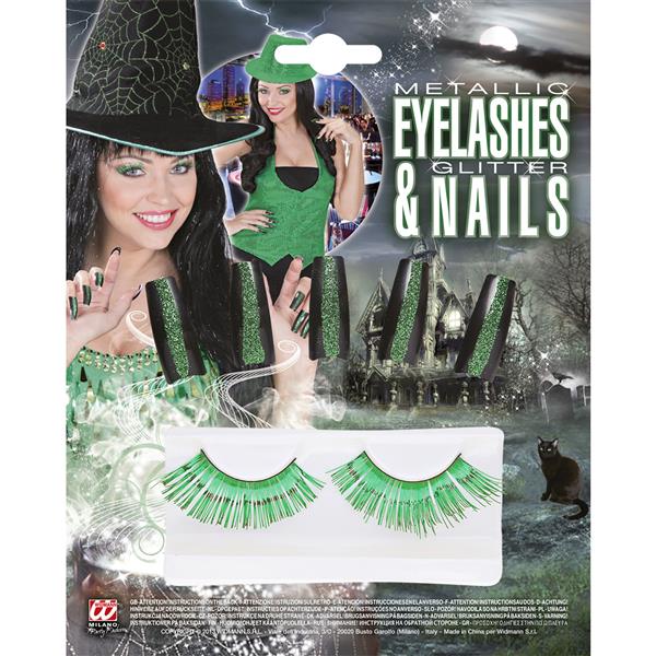 Grote foto set oogwimpers groen met 10 glitternagels verzamelen overige verzamelingen