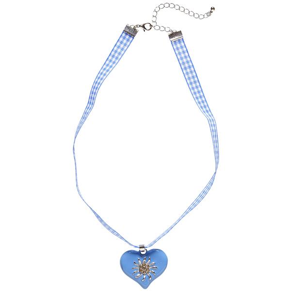 Grote foto ketting met azuurblauw hart en edelweiss verzamelen overige verzamelingen