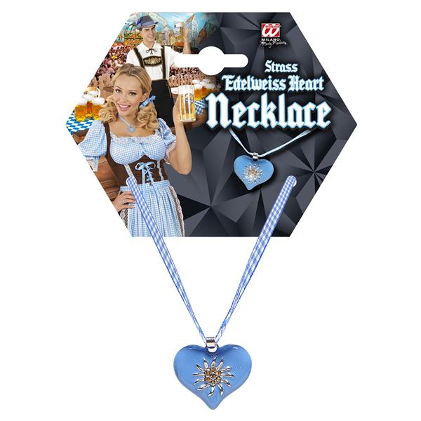 Grote foto ketting met azuurblauw hart en edelweiss verzamelen overige verzamelingen