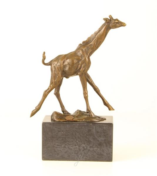 Grote foto een bronzen beeld sculptuur van een giraffe tuin en terras tuindecoratie