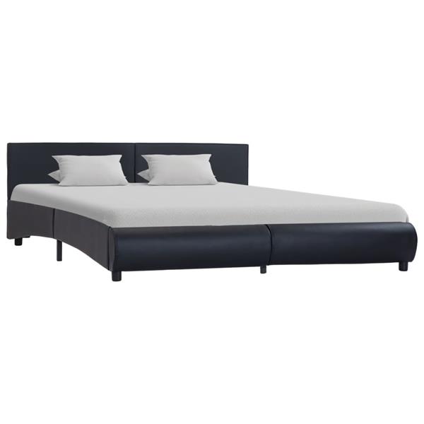 Grote foto vidaxl bedframe met led kunstleer zwart 180x200 cm antiek en kunst stoelen en banken