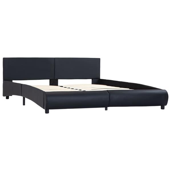 Grote foto vidaxl bedframe met led kunstleer zwart 180x200 cm antiek en kunst stoelen en banken