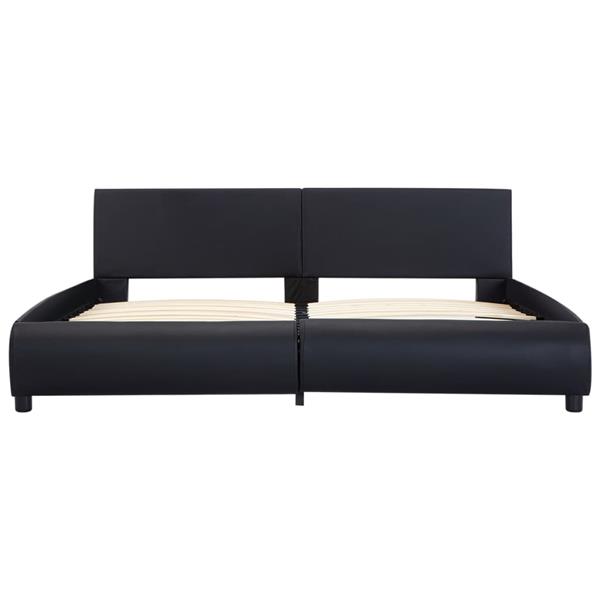 Grote foto vidaxl bedframe met led kunstleer zwart 180x200 cm antiek en kunst stoelen en banken
