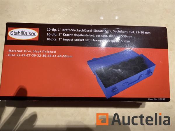 Grote foto zware slagdoppen set 10 delig stahlkaiser 22 50mm in metalen koffer doe het zelf en verbouw ijzerwaren en bevestigingsmiddelen