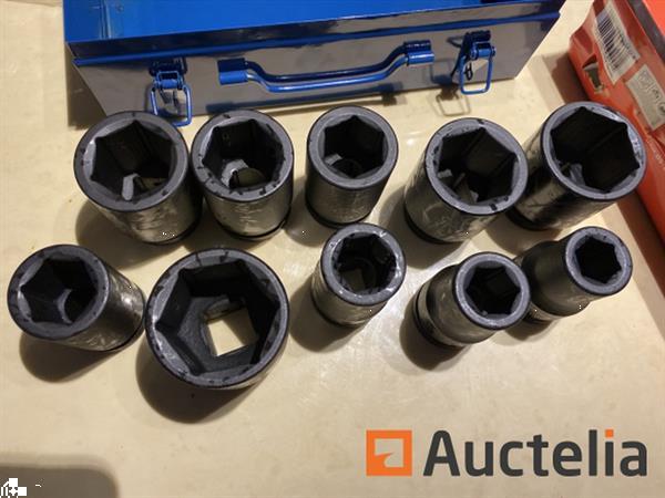 Grote foto zware slagdoppen set 10 delig stahlkaiser 22 50mm in metalen koffer doe het zelf en verbouw ijzerwaren en bevestigingsmiddelen