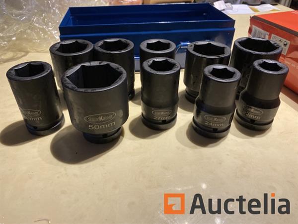 Grote foto zware slagdoppen set 10 delig stahlkaiser 22 50mm in metalen koffer doe het zelf en verbouw ijzerwaren en bevestigingsmiddelen