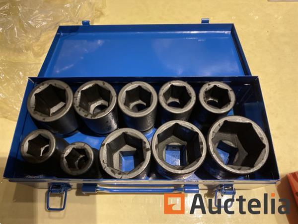 Grote foto zware slagdoppen set 10 delig stahlkaiser 22 50mm in metalen koffer doe het zelf en verbouw ijzerwaren en bevestigingsmiddelen