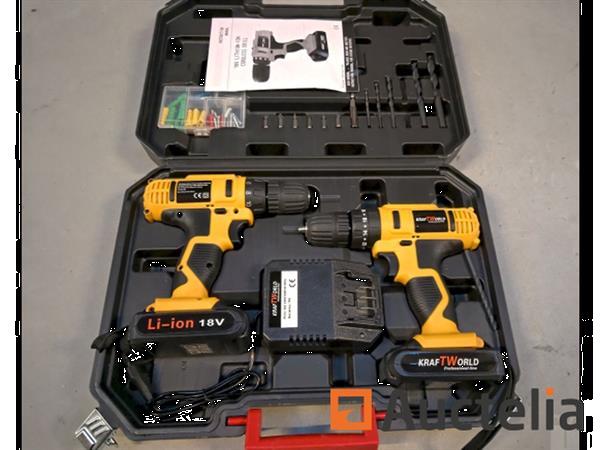 Grote foto kraftworld draadloze schroevendraaierset 18v lithium doe het zelf en verbouw ijzerwaren en bevestigingsmiddelen