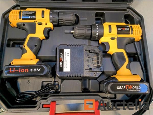 Grote foto kraftworld draadloze schroevendraaierset 18v lithium doe het zelf en verbouw ijzerwaren en bevestigingsmiddelen