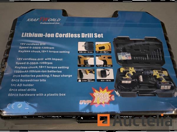 Grote foto kraftworld draadloze schroevendraaierset 18v lithium doe het zelf en verbouw ijzerwaren en bevestigingsmiddelen