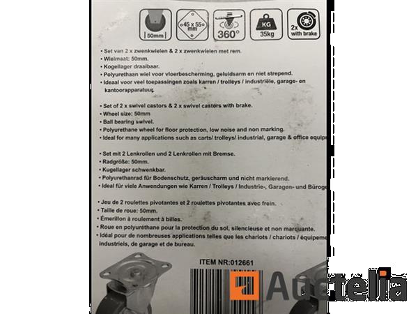 Grote foto set zwenkwielen 50mm met rem doe het zelf en verbouw ijzerwaren en bevestigingsmiddelen