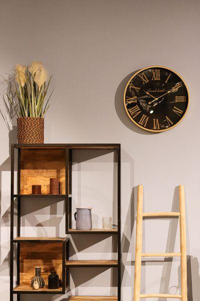 Grote foto wandklok romeins marseille 50x6 cm zwart marmerlook metaal glas huis en inrichting eettafels