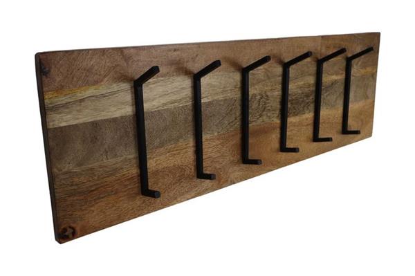 Grote foto kapstok 90x11x30 naturel zwart mangohout metaal huis en inrichting eettafels