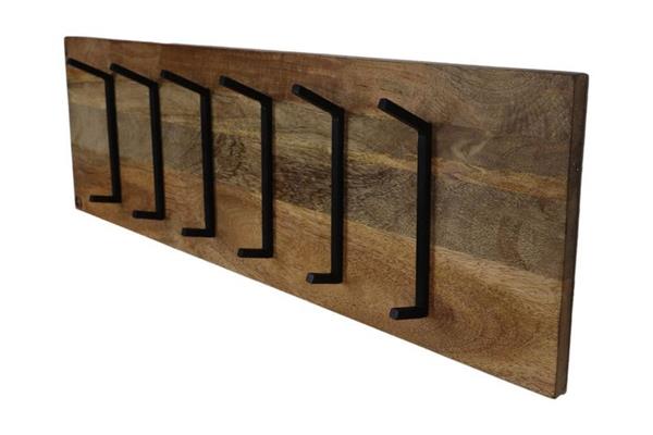 Grote foto kapstok 90x11x30 naturel zwart mangohout metaal huis en inrichting eettafels