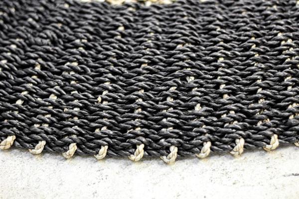 Grote foto vloerkleed malibu 120 naturel zwart raffia zeegras huis en inrichting eettafels