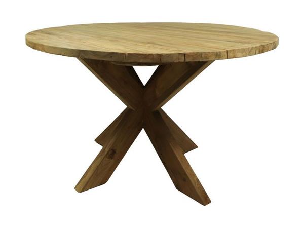 Grote foto tuintafel malta rond met kruispoot 125x77 oud teakhout huis en inrichting eettafels