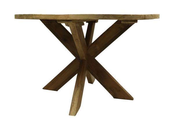 Grote foto tuintafel malta rond met kruispoot 125x77 oud teakhout huis en inrichting eettafels