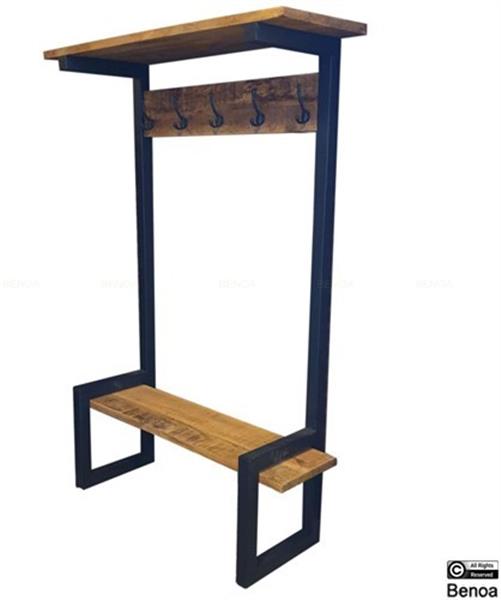 Grote foto garderobe britt 120x40x200 cm mangohout zwart metaal huis en inrichting eettafels