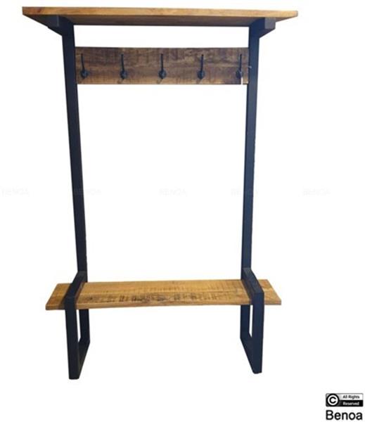 Grote foto garderobe britt 120x40x200 cm mangohout zwart metaal huis en inrichting eettafels