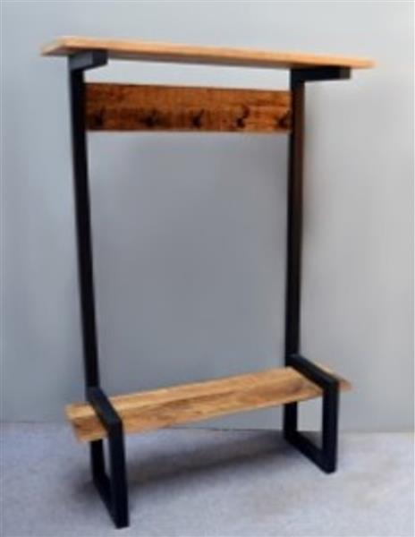 Grote foto garderobe britt 120x40x200 cm mangohout zwart metaal huis en inrichting eettafels