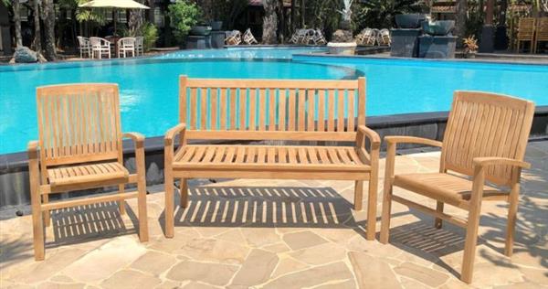 Grote foto strand tuinstoel stacking amara teakhout huis en inrichting eettafels