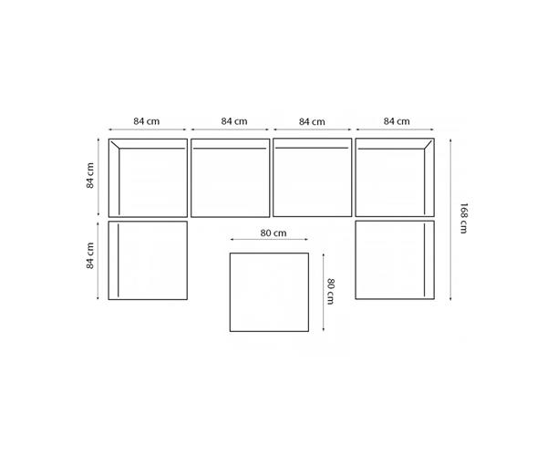 Grote foto tuin lounge set aruba 7 delig 168x336x64 cm naturel wit teak stof huis en inrichting eettafels
