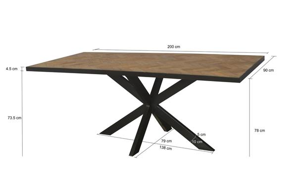 Grote foto eettafel accent 200 cm visgraat teakhout rechthoekig huis en inrichting eettafels