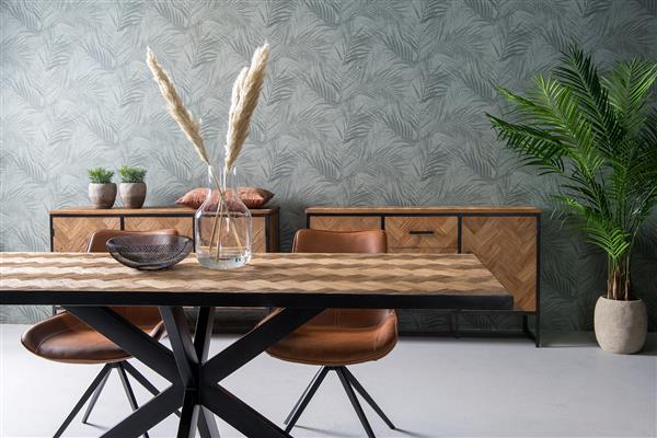Grote foto eettafel accent 200 cm visgraat teakhout rechthoekig huis en inrichting eettafels