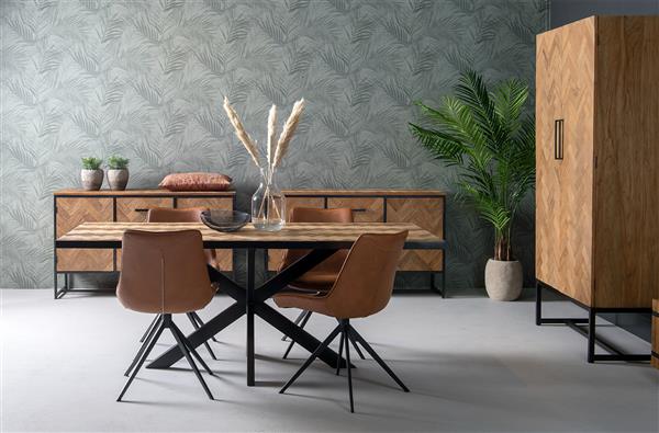 Grote foto eettafel accent 200 cm visgraat teakhout rechthoekig huis en inrichting eettafels