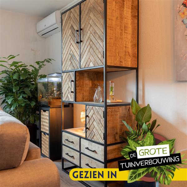Grote foto vakkenkast arlington 90x45x200 cm visgraat patroon huis en inrichting eettafels