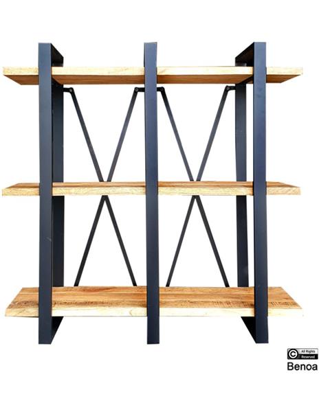 Grote foto boekenkast minsk 120x40x120cm mangohout metaal huis en inrichting eettafels