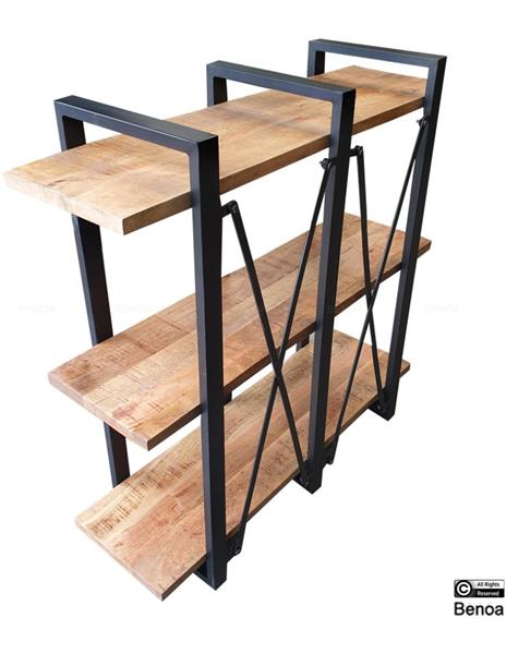 Grote foto boekenkast minsk 120x40x120cm mangohout metaal huis en inrichting eettafels