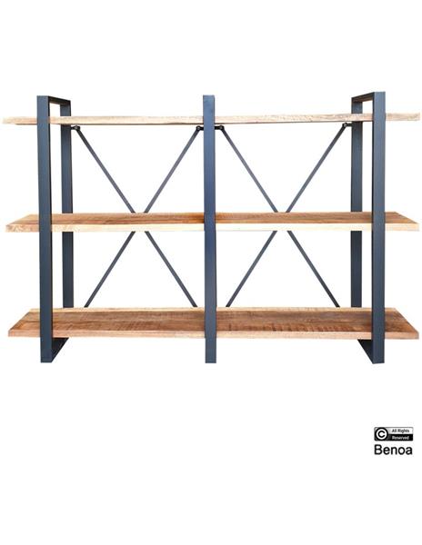 Grote foto boekenkast minsk 180x40x180cm mangohout metaal huis en inrichting eettafels
