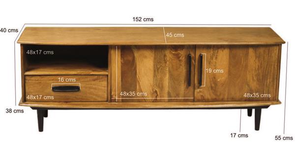 Grote foto tv meubel elias 152x55x45 cm mangohout huis en inrichting eettafels