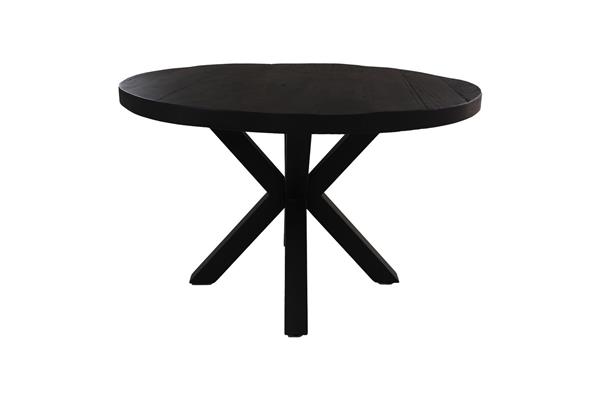 Grote foto eettafel rond hamburg 150 cm zwart gerecycled mangohout huis en inrichting eettafels