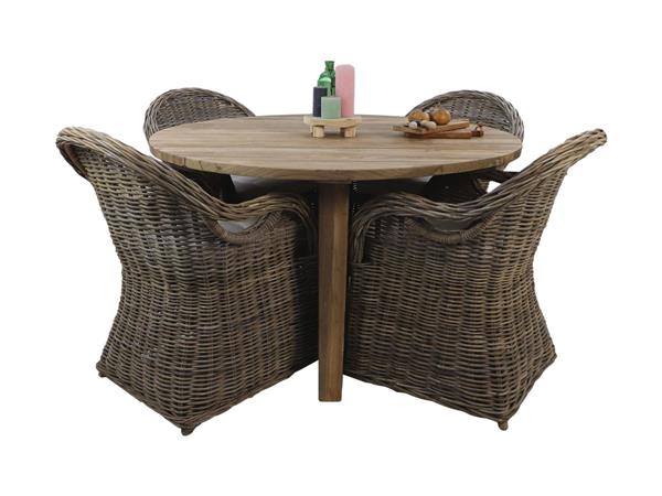 Grote foto tuintafel mari rond 130 cm naturel teakhout huis en inrichting eettafels