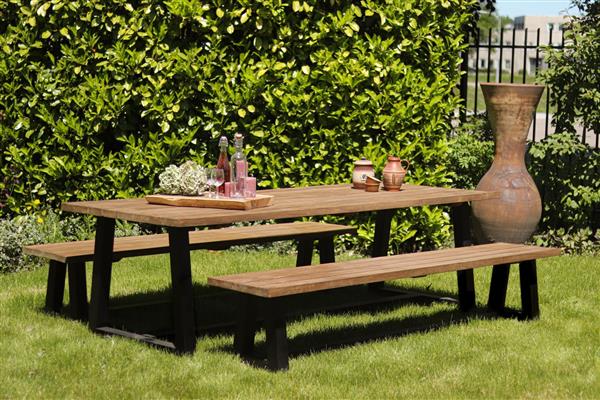 Grote foto tuintafel sant antoni 220x100x77 cm teakhout metaal huis en inrichting eettafels