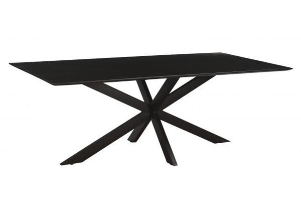 Grote foto eettafel oslo rechthoek 220 cm zwart acaciahout spinpoot actie huis en inrichting eettafels